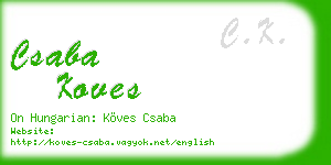 csaba koves business card